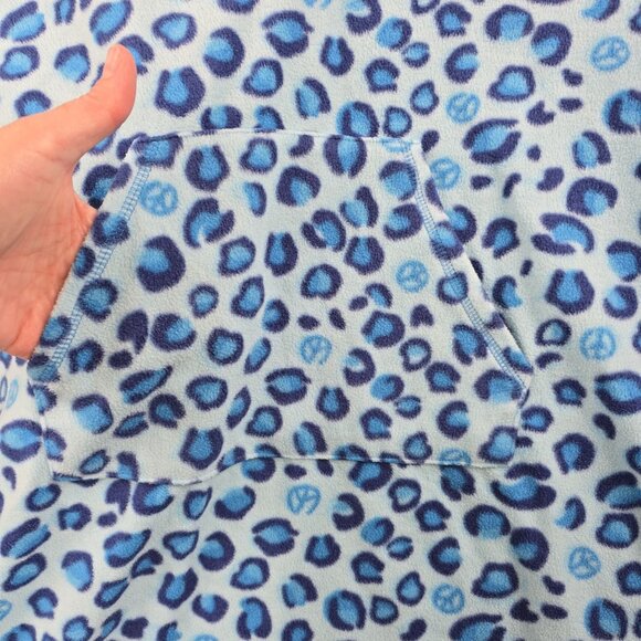 Jenny By Jennifer Moore Blue Leopard Hooded Long-Sleeve Fleece Tunic Size - Picture 3 of 7
